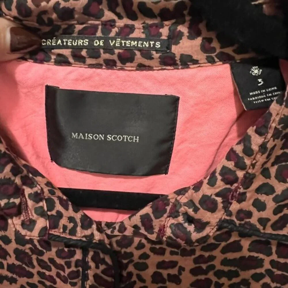 Maison Scotch Createurs de Vetements Animal Print Button Front Shirt SZ 3 - Picture 2 of 8